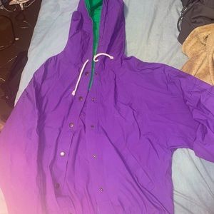 purple raincoat